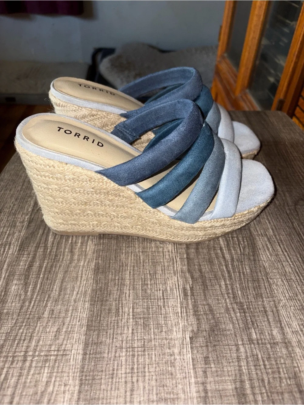 torrid blue ombre espadrille wedge sandals with braided platform